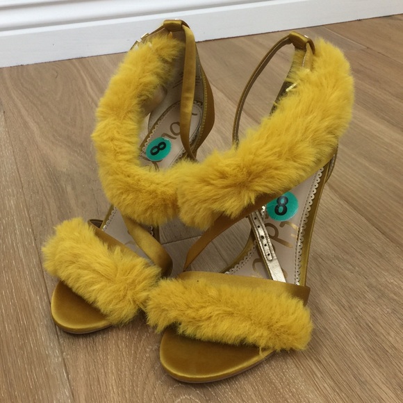 Sam Edelman Shoes - Sam Edelman “Adelle” Fuzzy Satin Heels Size 8